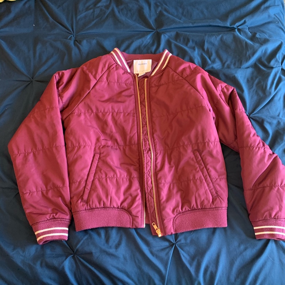 Old Navy girls burgundy bombers jacket